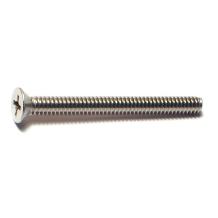 #10-24 X 2 In Phillips Flat Machine Screw, Plain Stainless Steel, 12 PK